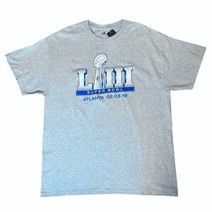 NWT Super Bowl LIII Shirt Mens XL Gray Atlanta 2019 Patriots Rams Football NFL